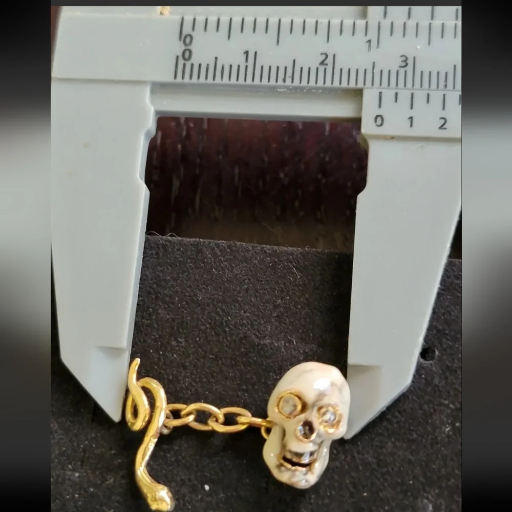 Antique Snake Skull Enamel Diamond Cuff Links 14K Yellow Gold-Estate Jewelry 10g